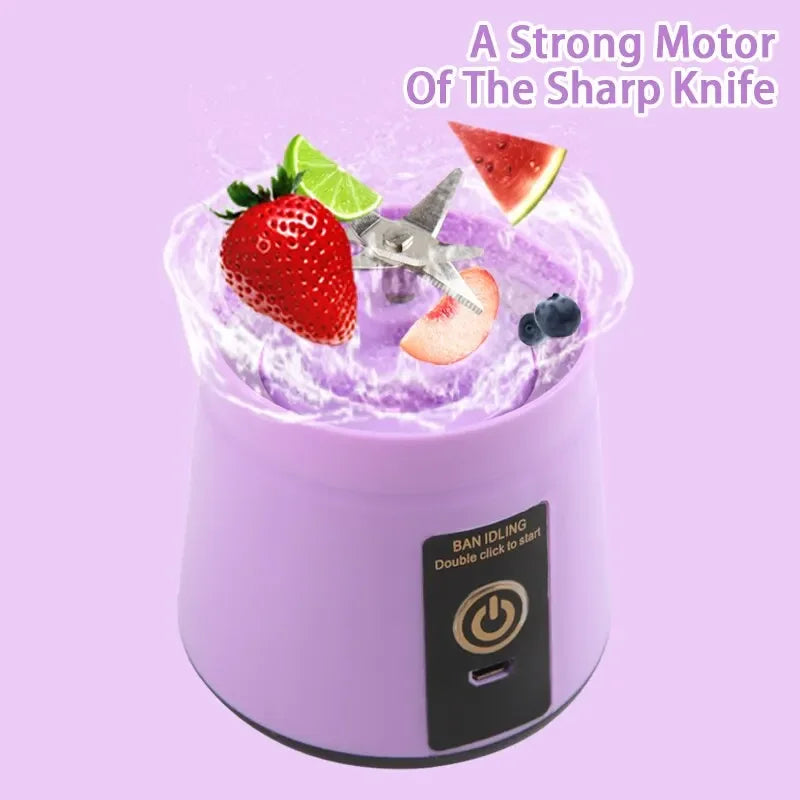 Summer Squeeze: USB-Powered Mini Juice Blender - Blend On-the-Go with 6 Blade Precision!