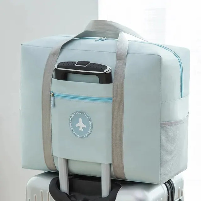 K-Style Foldable Airplane Bag: Spacious Round Travel Organizer for Clothes & Essentials