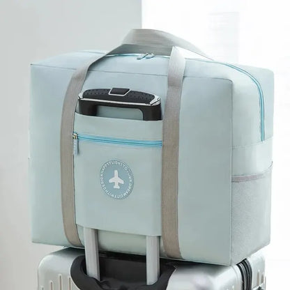 K-Style Foldable Airplane Bag: Spacious Round Travel Organizer for Clothes & Essentials
