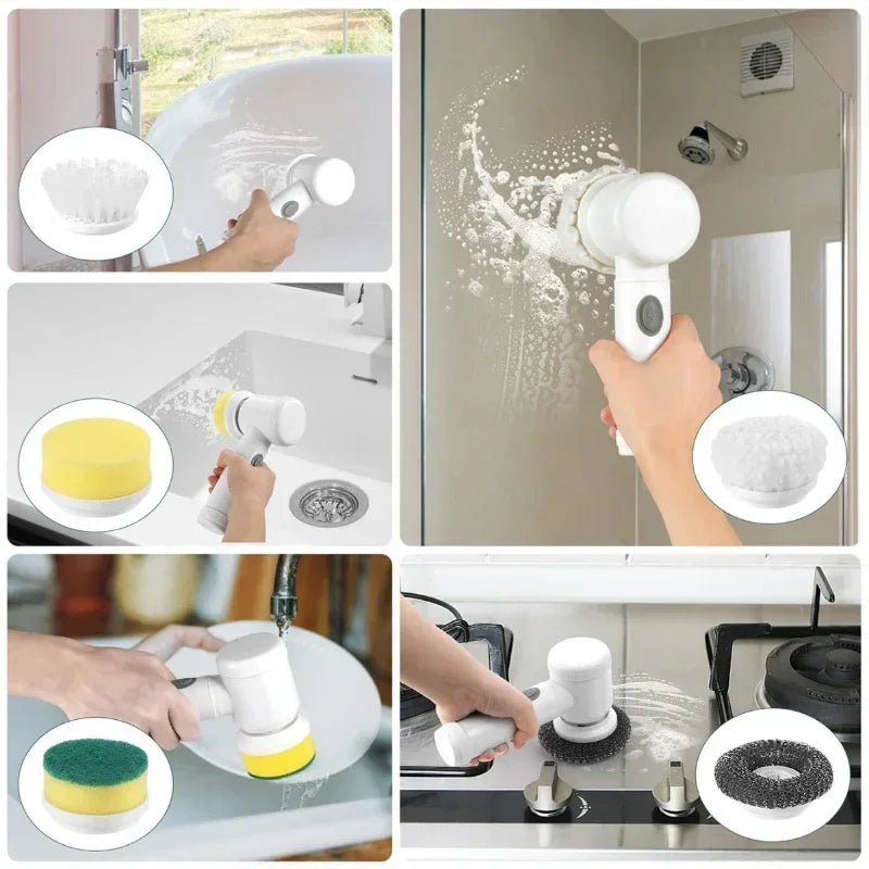 SpinScrub Pro: Electric Power Scrubber with 5 Brush Heads