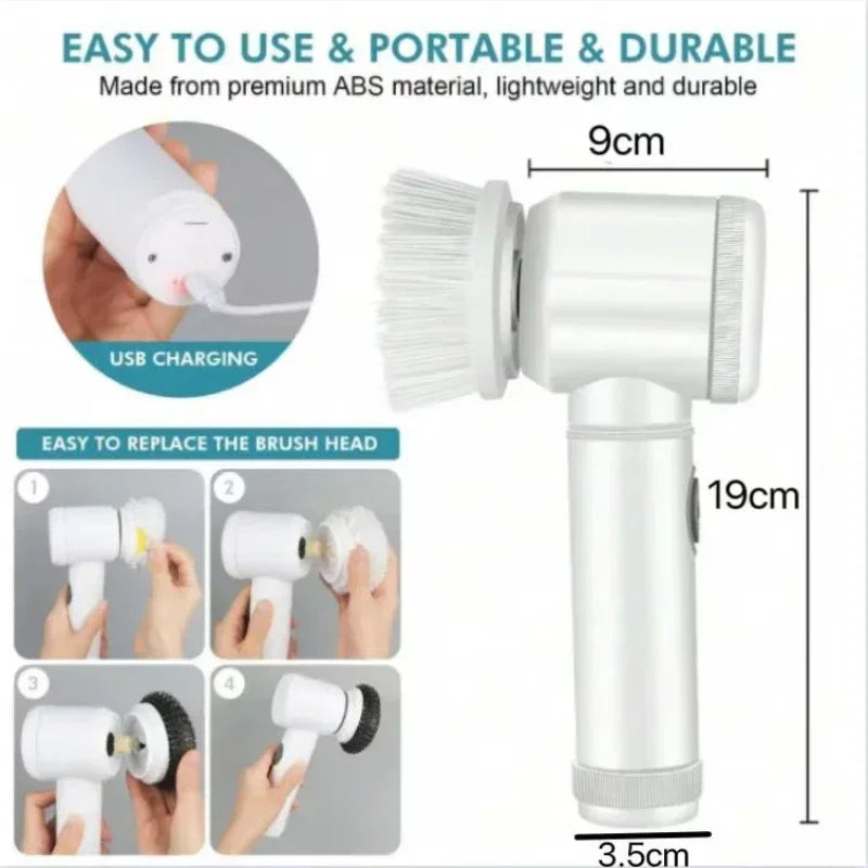 SpinScrub Pro: Electric Power Scrubber with 5 Brush Heads