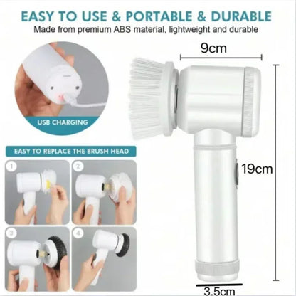 SpinScrub Pro: Electric Power Scrubber with 5 Brush Heads
