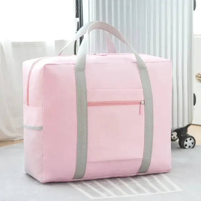K-Style Foldable Airplane Bag: Spacious Round Travel Organizer for Clothes & Essentials