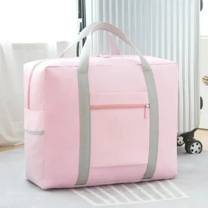 K-Style Foldable Airplane Bag: Spacious Round Travel Organizer for Clothes & Essentials