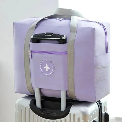 K-Style Foldable Airplane Bag: Spacious Round Travel Organizer for Clothes & Essentials