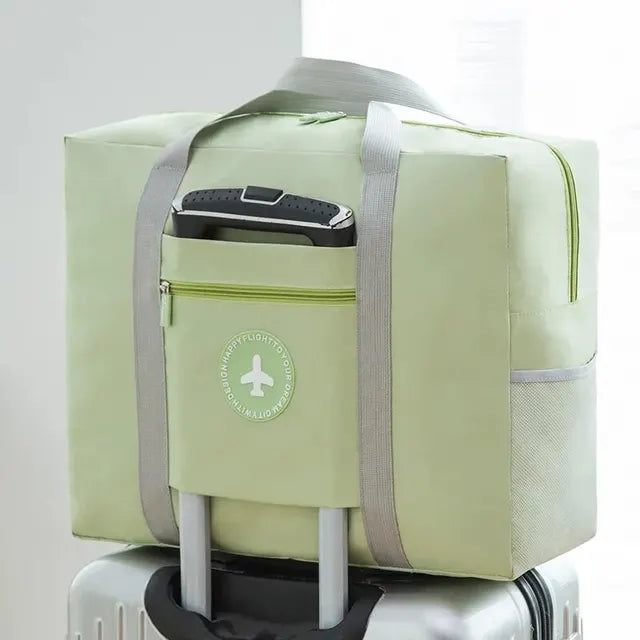 K-Style Foldable Airplane Bag: Spacious Round Travel Organizer for Clothes & Essentials