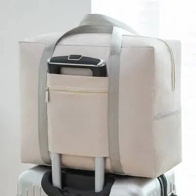 K-Style Foldable Airplane Bag: Spacious Round Travel Organizer for Clothes & Essentials