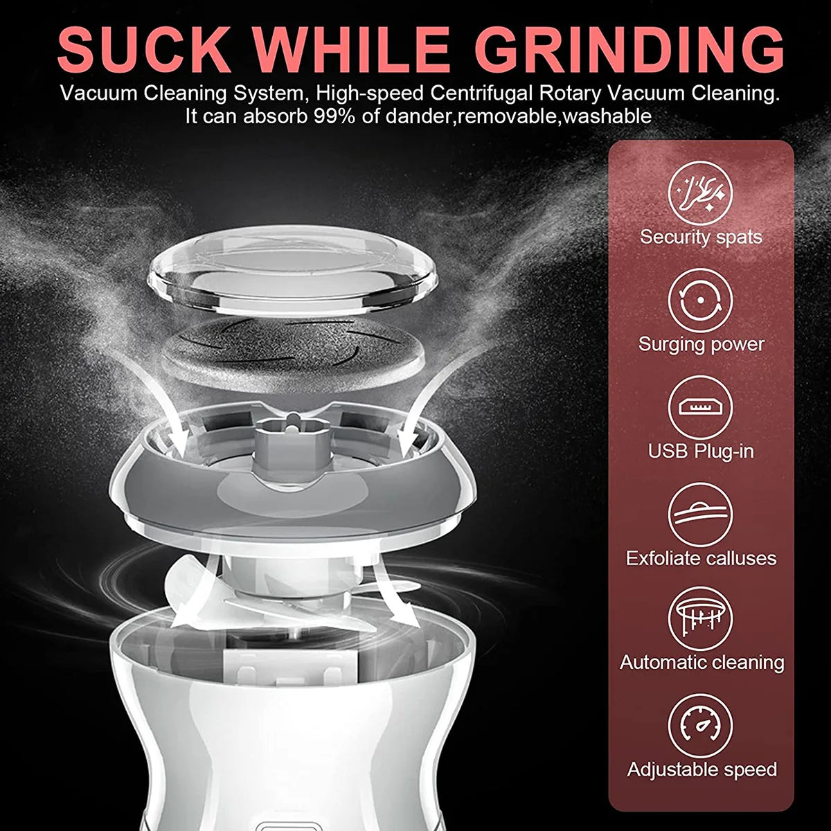 SmoothSole Pro: Electric Portable Callus Remover & Vacuum Foot Grinder