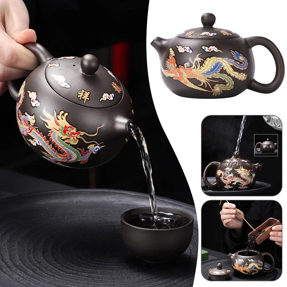 "Dragon's Brew: Color-Changing Clay Teapot - Handcrafted Elegance for Tea Enthusiasts!"