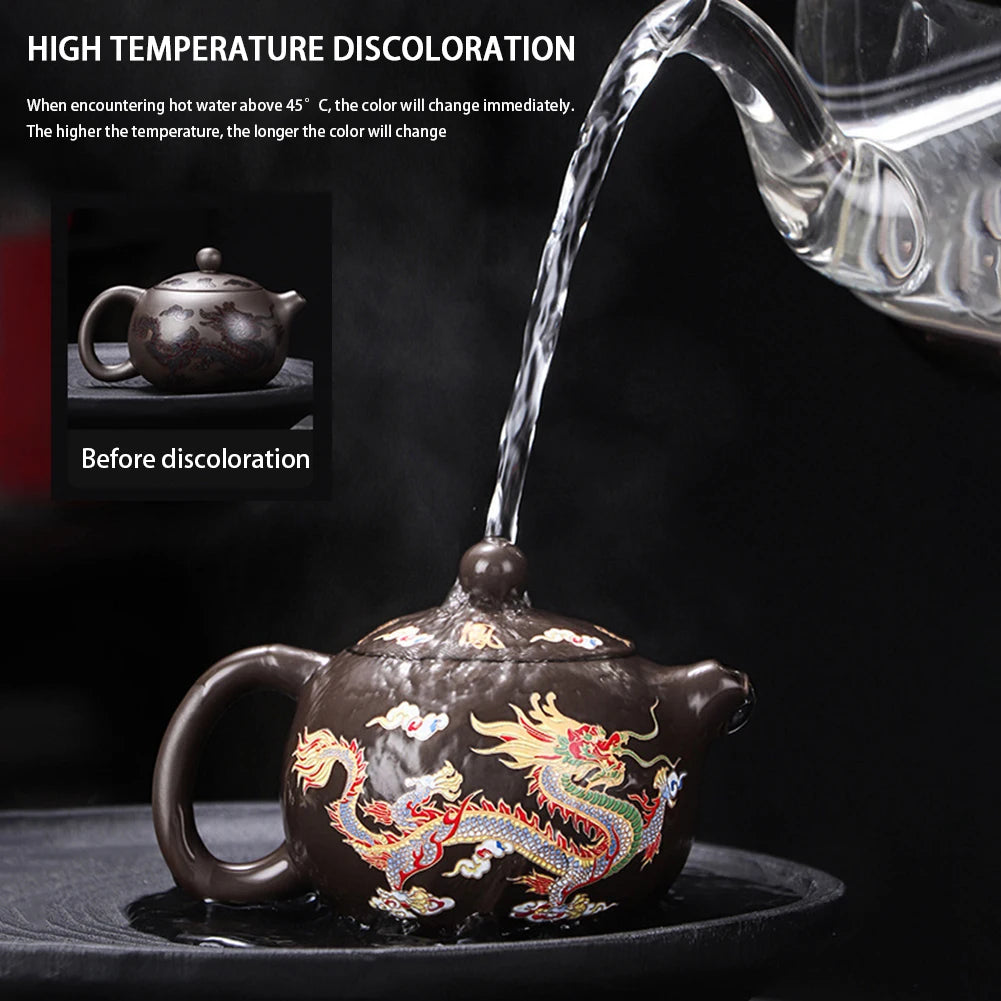 "Dragon's Brew: Color-Changing Clay Teapot - Handcrafted Elegance for Tea Enthusiasts!"