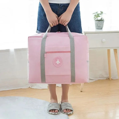 K-Style Foldable Airplane Bag: Spacious Round Travel Organizer for Clothes & Essentials